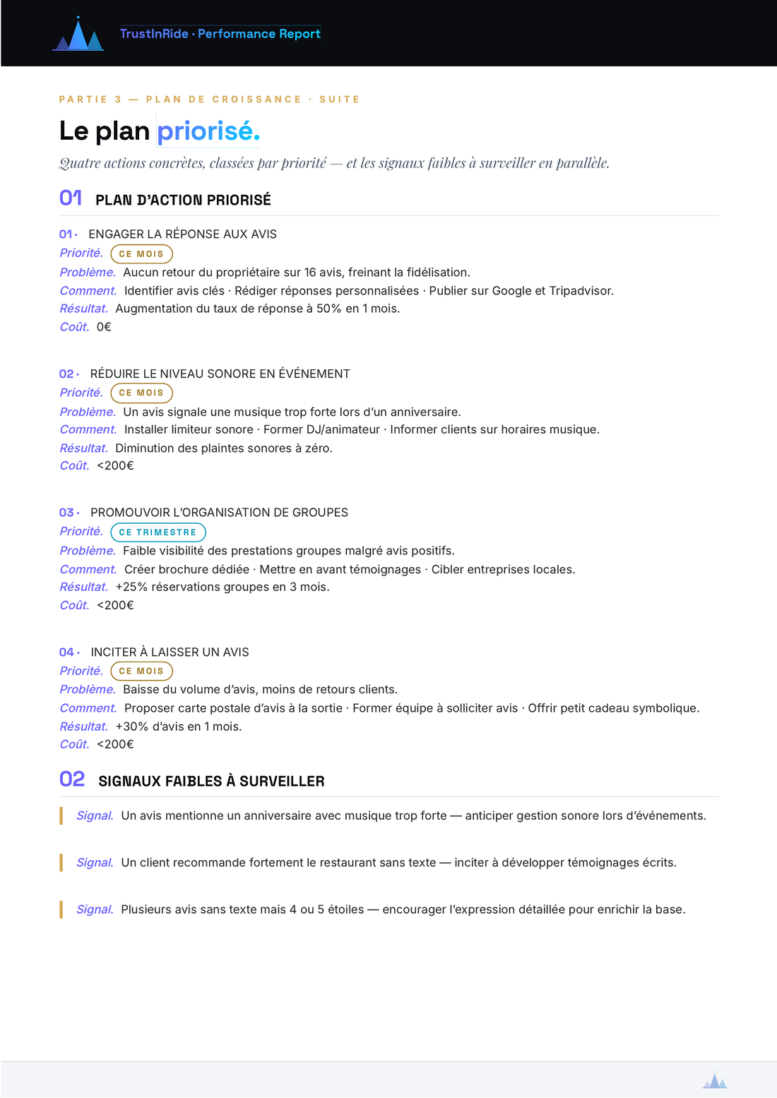 Page 6 du rapport TrustInRide — Plan d'action priorisé en 4 étapes